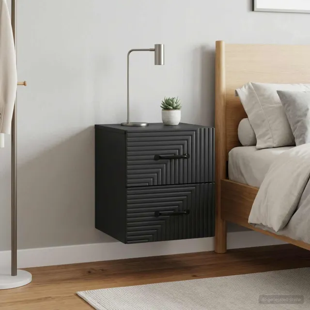 vidaXL Wandbeugel Bedkast 2 st Zwart 34,5 x 33 x 40 cm Bewerkt hout, foto 2