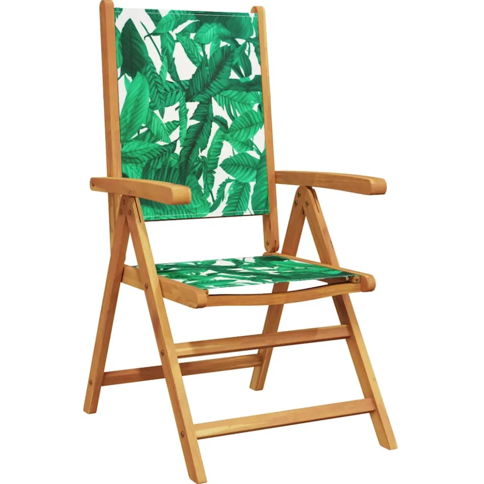 vidaXL 7-delige Tuinset bladpatroon stof en massief hout Groen