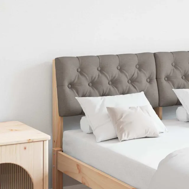 vidaXL Gestoffeerd hoofdbord Taupe 120 cm Massief grenenhout Bruin