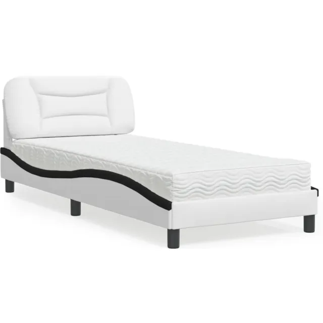 vidaXL Bed met matras "Hvar" kunstleer zwart en wit 90x200 cm