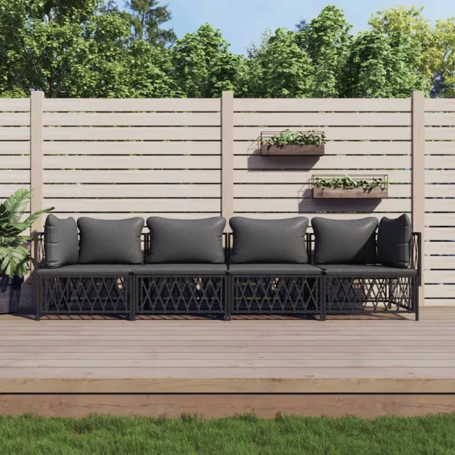 vidaXL 4-delige Loungeset met kussens staal antracietkleurig, foto 2