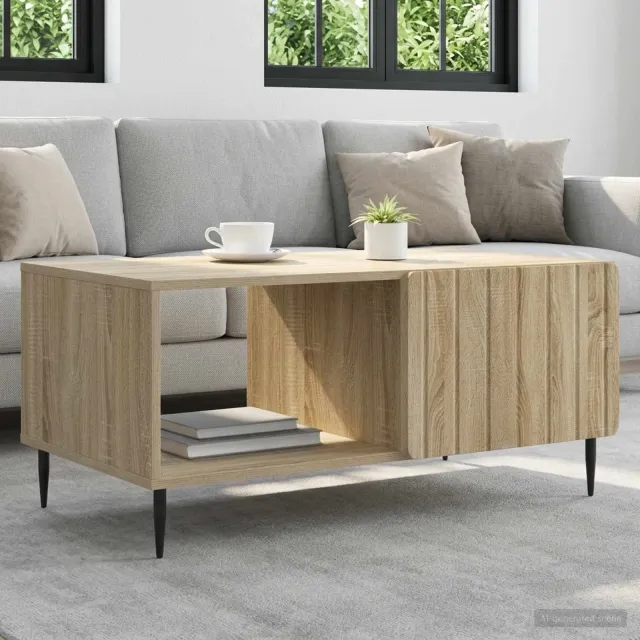 vidaXL Salontafel Sonoma Eiken 90 x 50 x 40 cm Bewerkt hout, foto 2