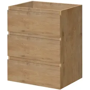 AquaVive - Praxis Eigen Merk Aquazuro Wastafelonderkast Napoli 60cm - Natuur Eik Houtlook - Met 3 Lades