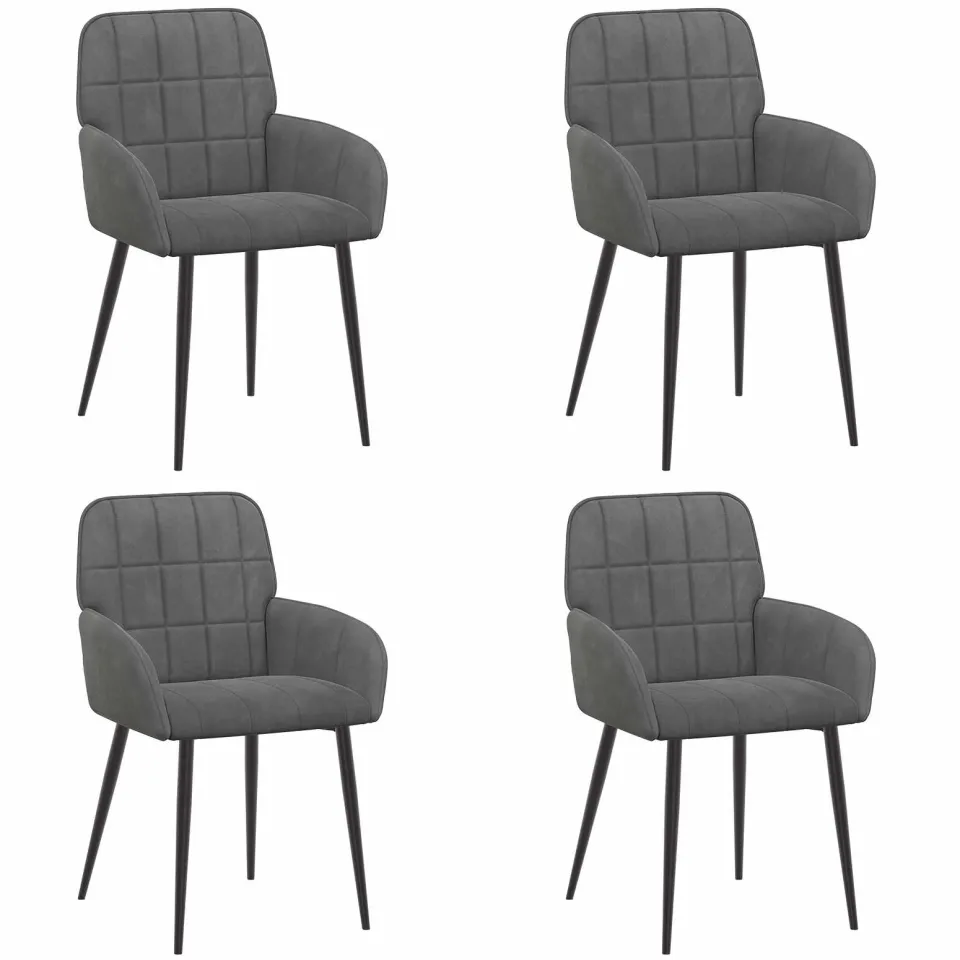 vidaXL Eettafelstoelen 4 st fluweel Donkergrijs 56.5 x 50 x 85 cm, foto 3