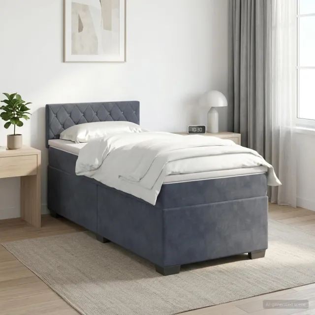 vidaXL Boxspringbed met matras Donkergrijs 90 x 190 cm Fluweel