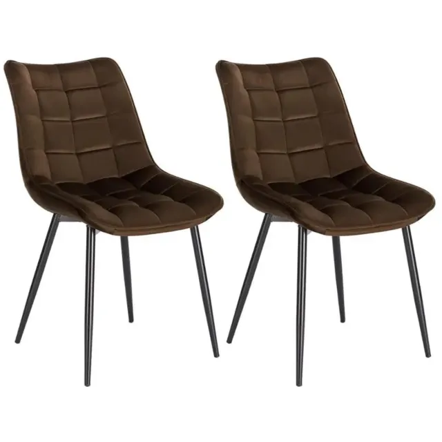 Klarven Eetkamerstoelen Set Van 4 Kunstleer Fluweel bruin - Eetkamerstoelen Set Van 6 - Eetkamerstoelen Set Van 2 - Dining Chairs - Ergonomische Rugleuning - Stabiel Metalen Frame - Zit