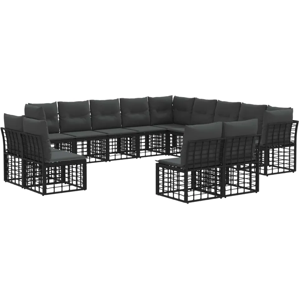 vidaXL Buiten bankenset Zwart en Donkergrijs Polyester, foto 3