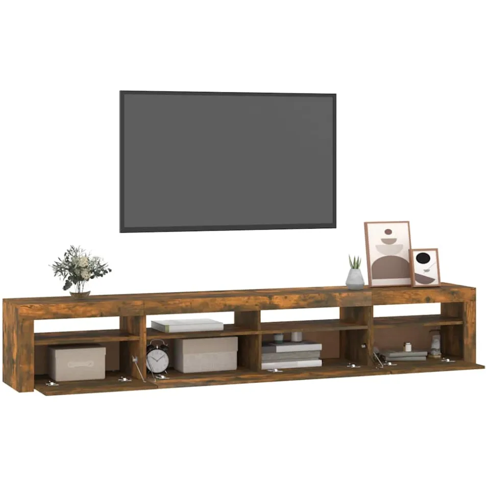 vidaXL Tv-meubel met LED-verlichting 240x35x40 cm gerookt eikenkleurig