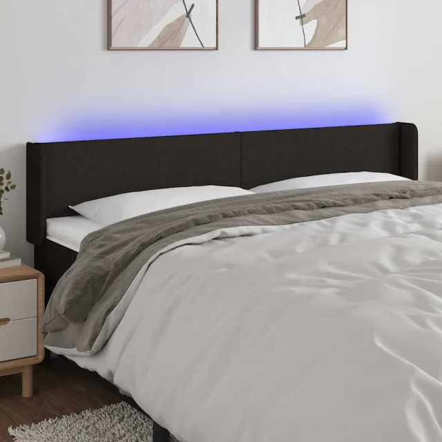 vidaXL Hoofdbord LED 203x16x78/88 cm stof zwart