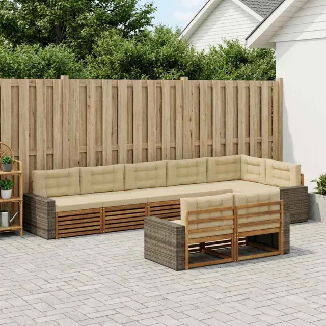 vidaXL Buiten bankenset 8 st 8-zits Natuurlijk en Beige
