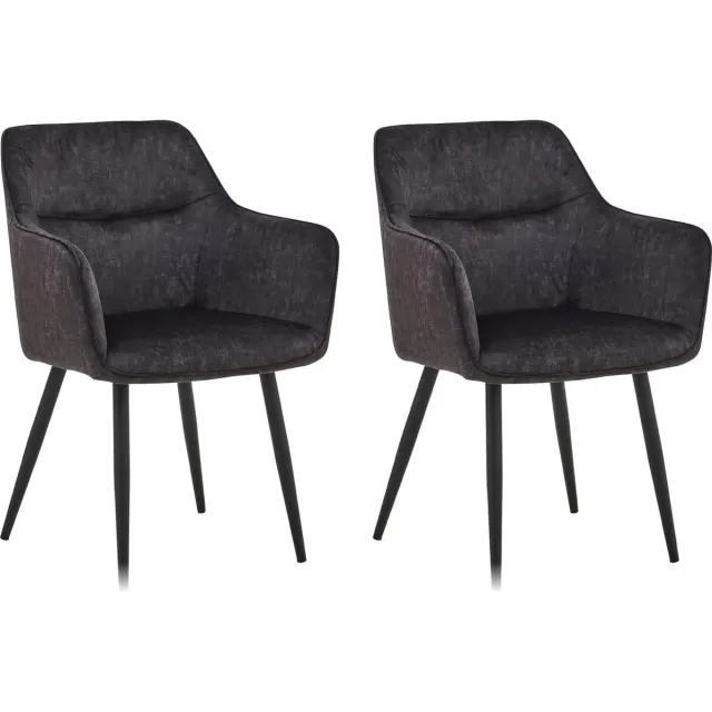 Colenis City Eetkamerstoel - Set Van 2 - Antraciet - Adoré Velvet - Design - Industrieel - Stoel - Armleuningen
