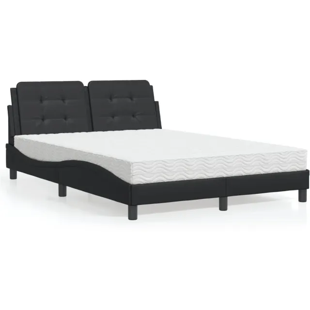 vidaXL Bed met matras Zadar kunstleer zwart 120x200 cm