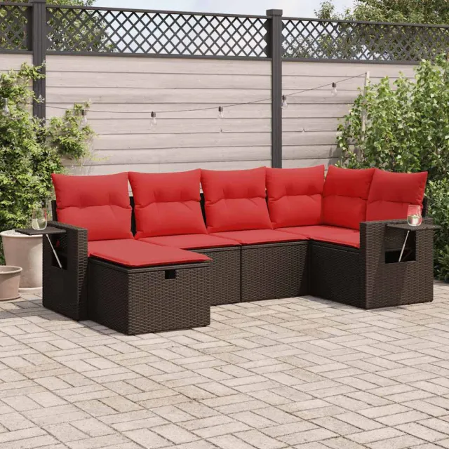 vidaXL 6-delige Loungeset met kussens poly rattan bruin, foto 2