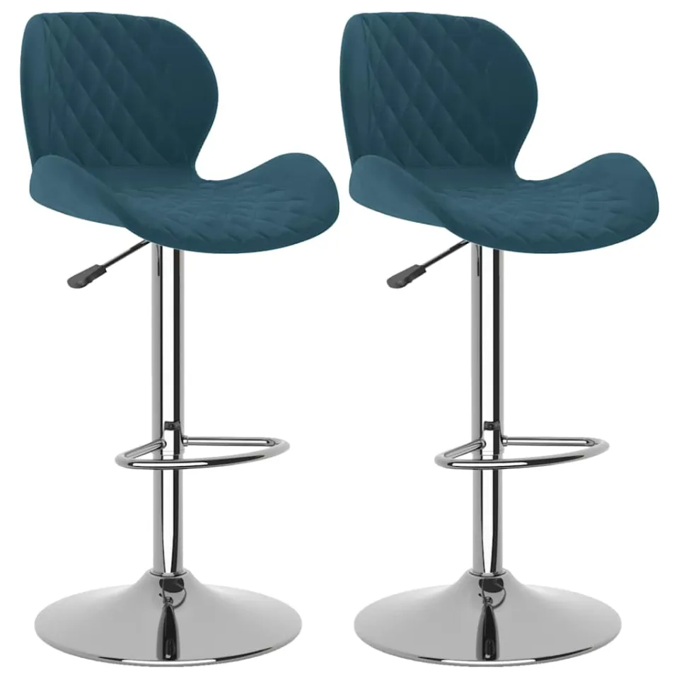 vidaXL Barkrukken 2 st fluweel blauw