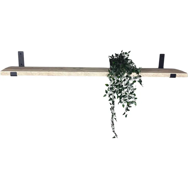 Maison dam Wandplank - Steigerhout geborsteld - Zwarte plankdragers - 90cm breed - 20cm diep Plankdragers L vorm