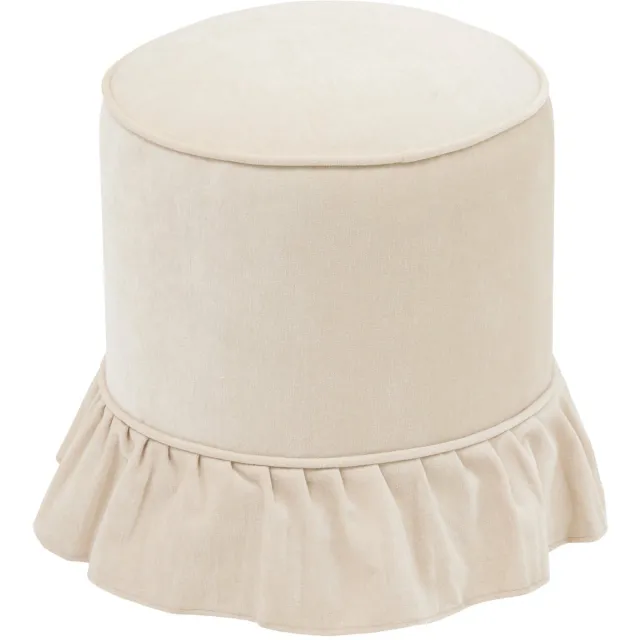 Atmosphera Créateur d'intérieur® Poef - Zachte Zitpoef - Voetenbank - Hocker - Decoratieve Poef - Max. 110 kg - Ø35.3 x 41 cm - Chenille Ivoor