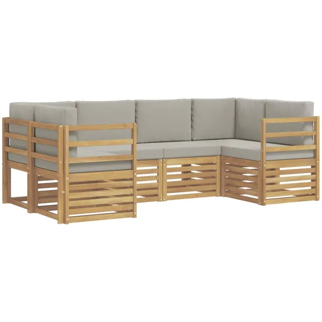 vidaXL Buiten - bank - set - 6 - st - 6-zits - Wit - en - Lichtgrijs - Polyester