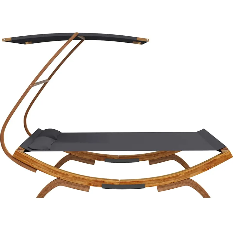 vidaXL Loungebed met luifel 165x203x138 cm gebogen hout antracietkleur, foto 4