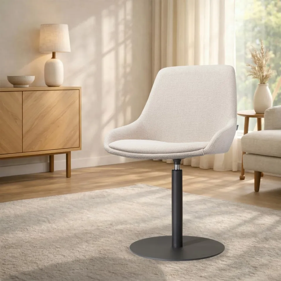 Nolon Niva-Isa draaibare tulp eetkamerstoel beige - mat zwart onderstel, foto 2