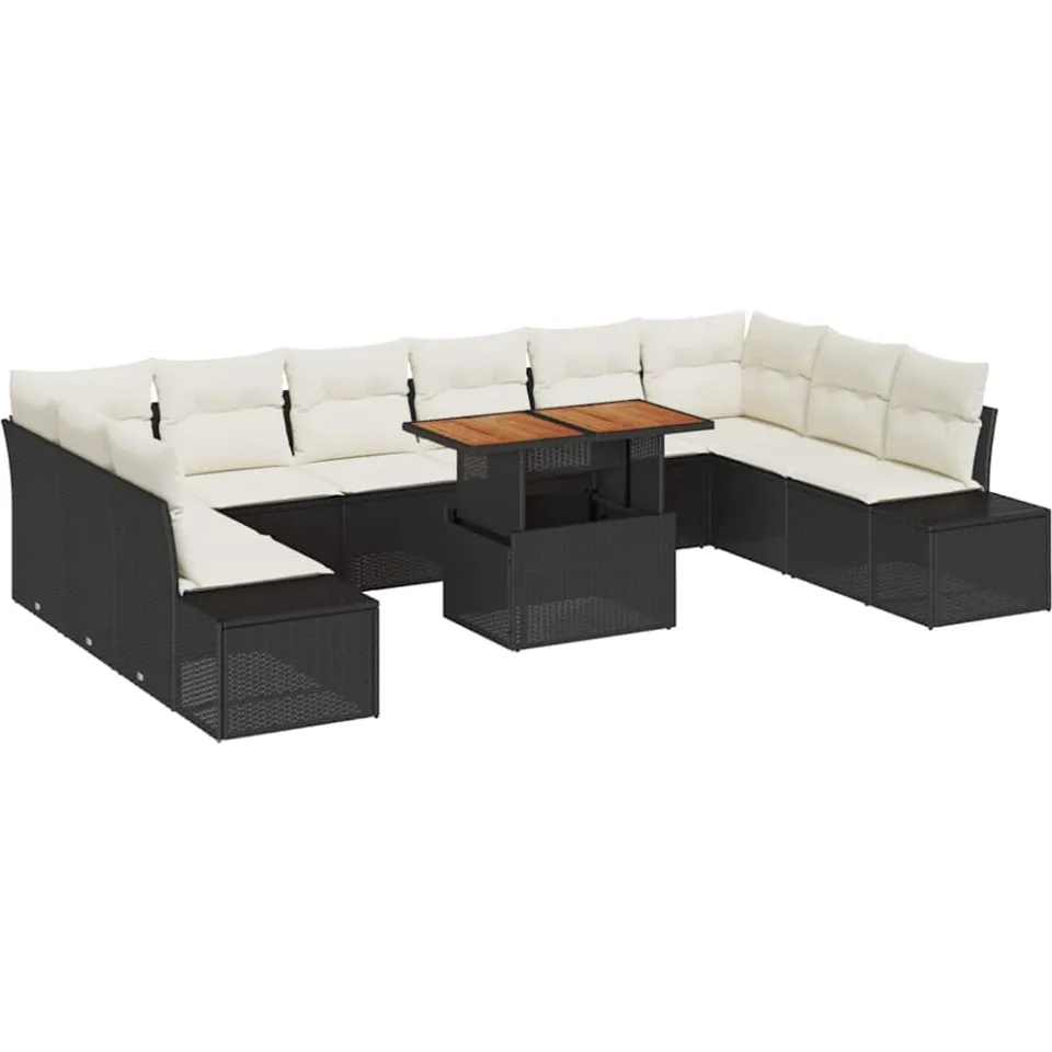 vidaXL Tuin Sofa Set 11 st Zwart Poly riet, foto 4