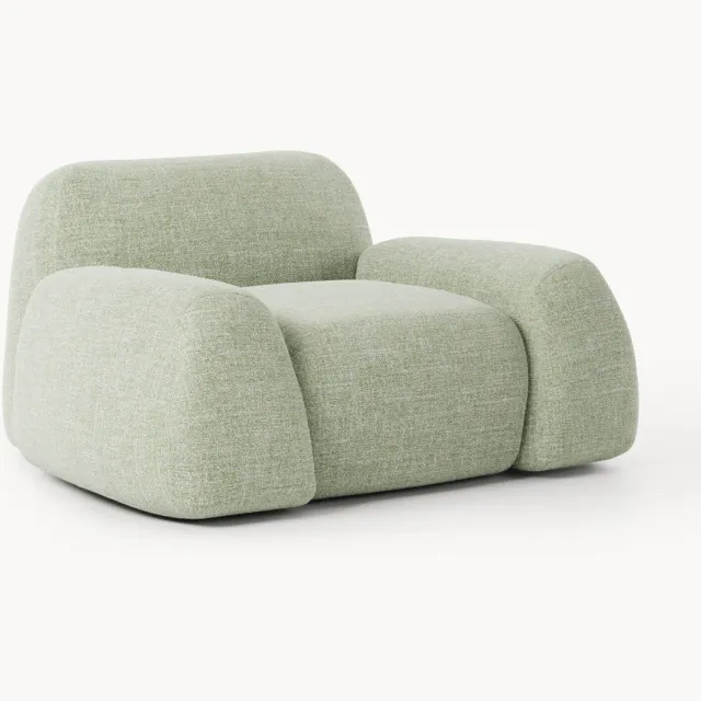 Westwing Collection Bouclé loungefauteuil Wolke Lichtgroen