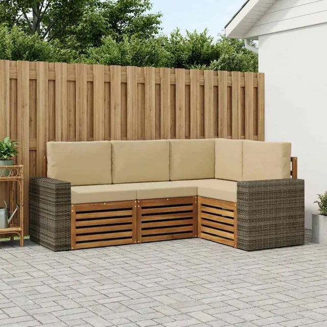 vidaXL Buiten bankenset 4 st 4-zits Natuurlijk en Beige Bruin