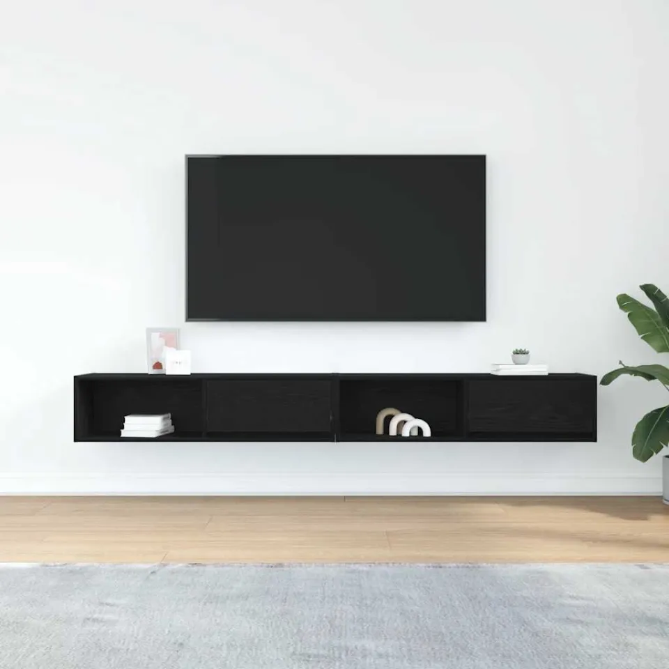 vidaXL Tv-meubelen 2 st 100x31x25,5 cm bewerkt hout zwart, foto 3