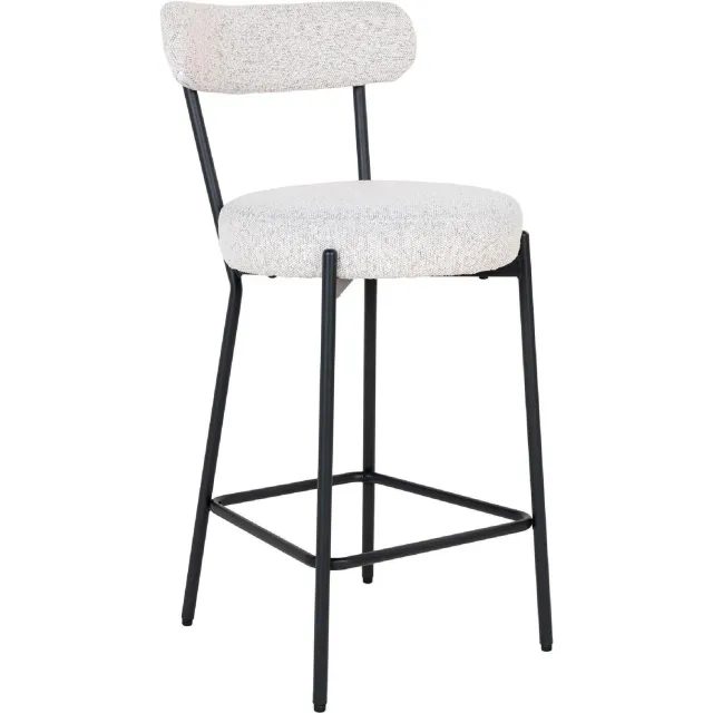 Nest of Nora Barkruk Jaro - bouclé met zwarte poten - Stalen frame - Wit keuken