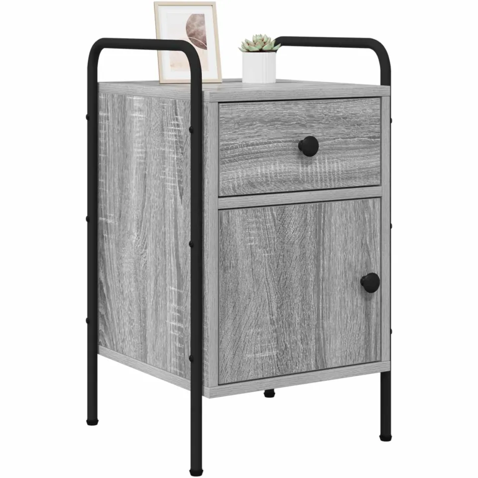 vidaXL Nachtkastje 2 st Grijs Sonoma 35 x 36,5 x 61 cm Bewerkt hout