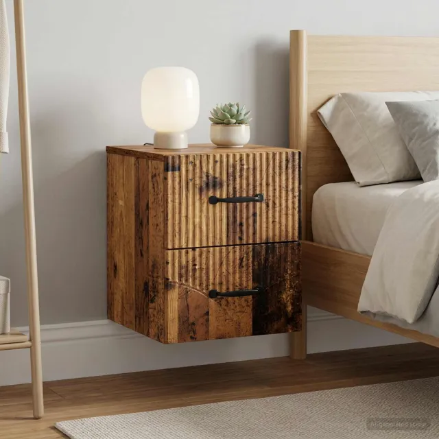 vidaXL Wandbeugel Bedkast 2 st Oud hout 34,5 x 33 x 40 cm Bewerkt hout bruin, foto 2