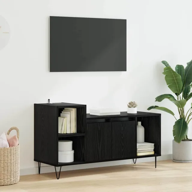 vidaXL TV-kast 100 x 35 x 55 cm Zwart Eiken Bewerkt hout, foto 2