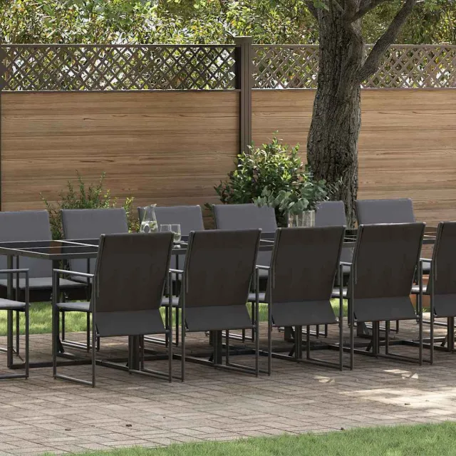 vidaXL Tuin eettafelset 17 st Zwart Staal, foto 2