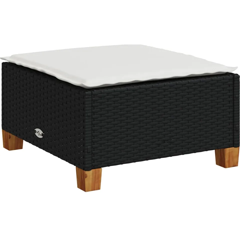 vidaXL 6-delige Loungeset met kussens poly rattan zwart, foto 4