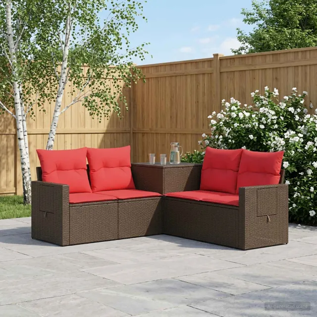 vidaXL Bankstel 5 st Bruin en Rood 179 x 179 x 85 cm