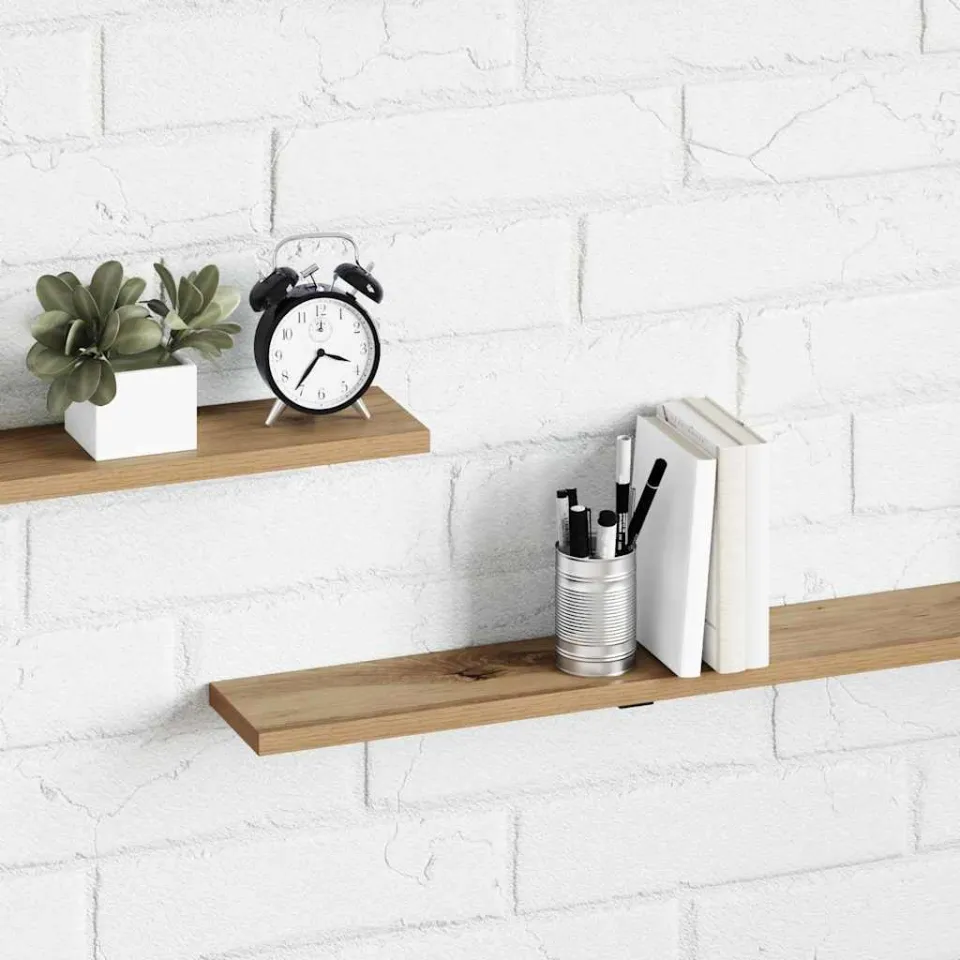 vidaXL Boekenplank Bord 3-laags 4 st 100 x 10 x 1,5 cm Bewerkt hout bruin, foto 4
