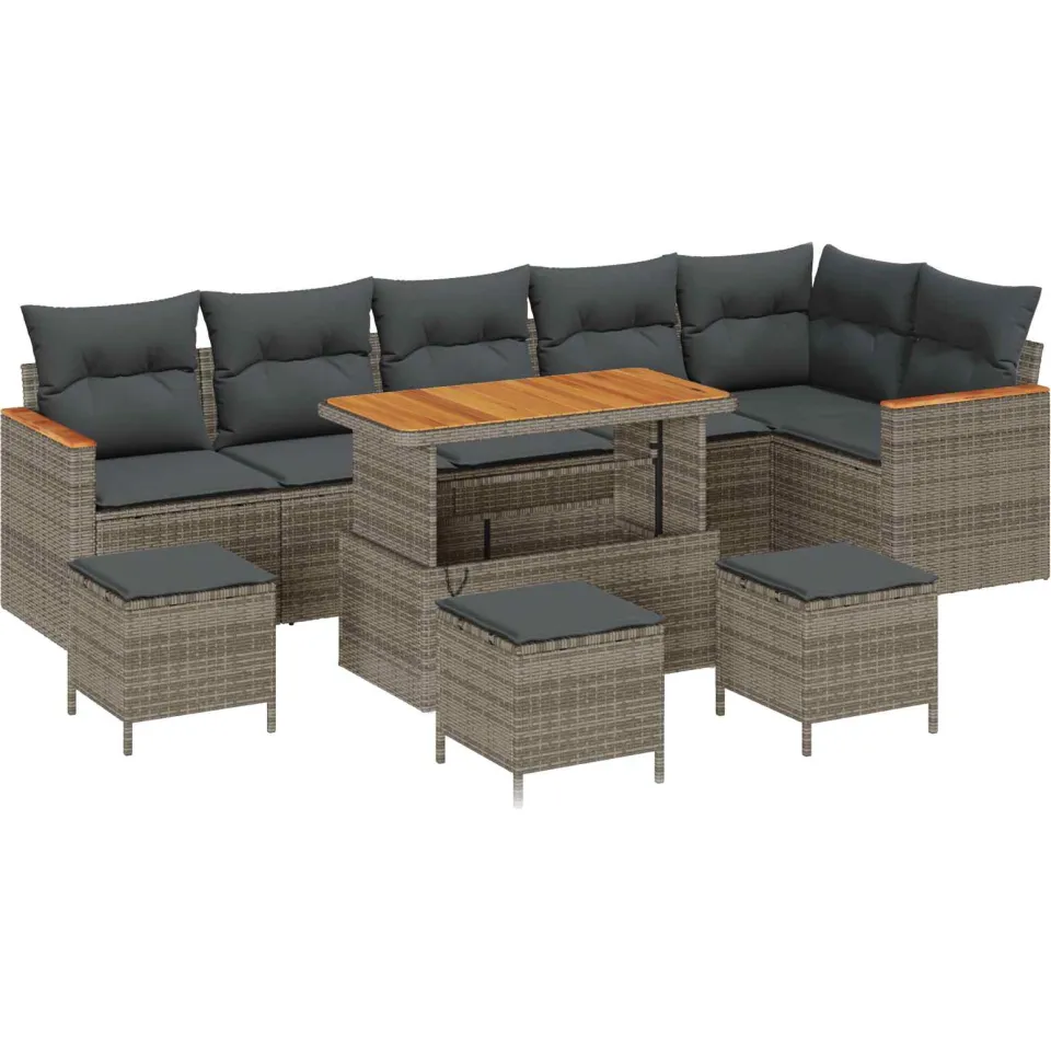 vidaXL Tuinbankenset 10 st Grijs poly rattan