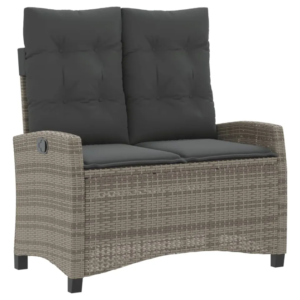vidaXL 4-delige Tuinset met kussens poly rattan grijs, foto 4