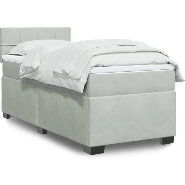 vidaXL Boxspring met matras fluweel lichtgrijs 100x200 cm grijs