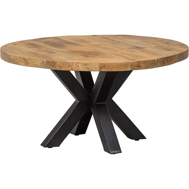 Mahom Mangohouten Salontafel Glendale 90 cm Mahom Industrieel - Kleine tafel van Mangohout & Metaal - Industriële Huiskamertafel Bruin