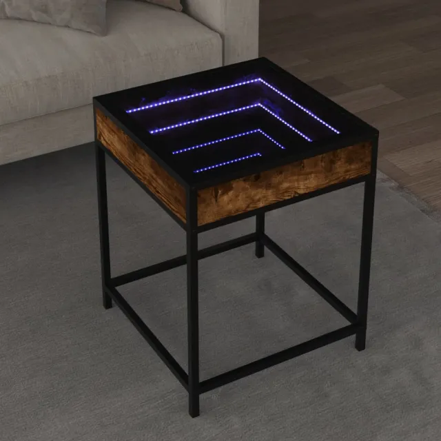 vidaXL Salontafel met Infinity LED 40x40x51 cm gerookt eikenkleurig, foto 2