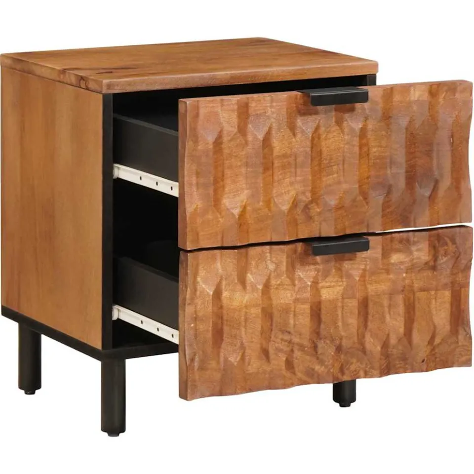 vidaXL Nachtkastje met lade Bruin 40 x 33 x 46 cm Massief Mango Hout, foto 2