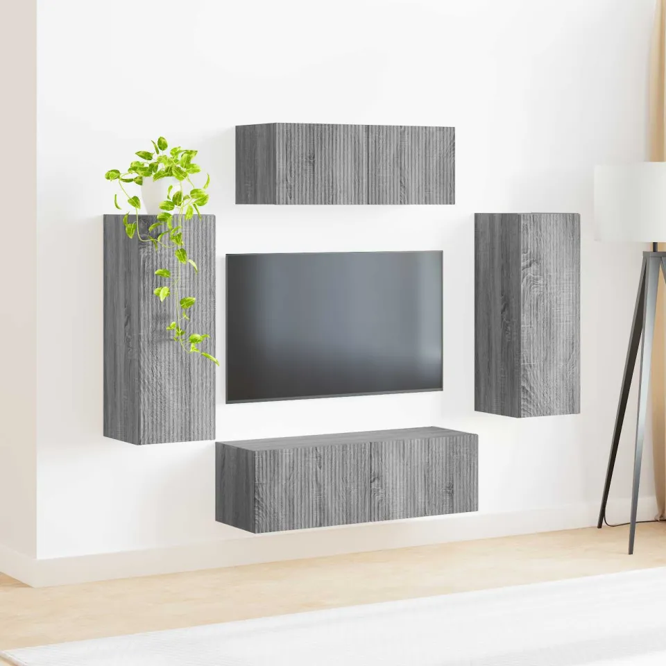 vidaXL Tv-meubelset 4 st Grijs Sonoma Bewerkt hout, foto 4