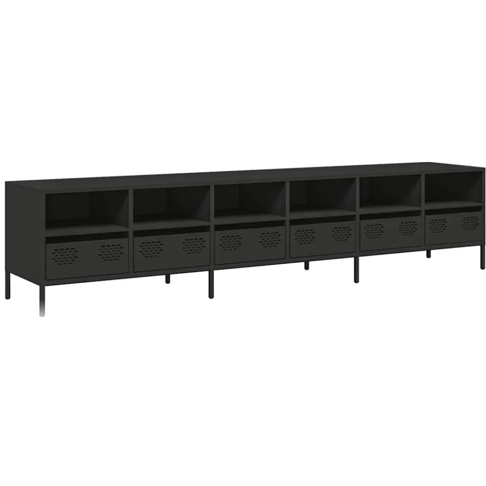vidaXL Tv-meubel 202x39x43,5 cm koudgewalst staal zwart