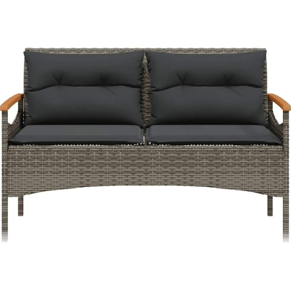 vidaXL 4-delige Loungeset met kussens poly rattan grijs