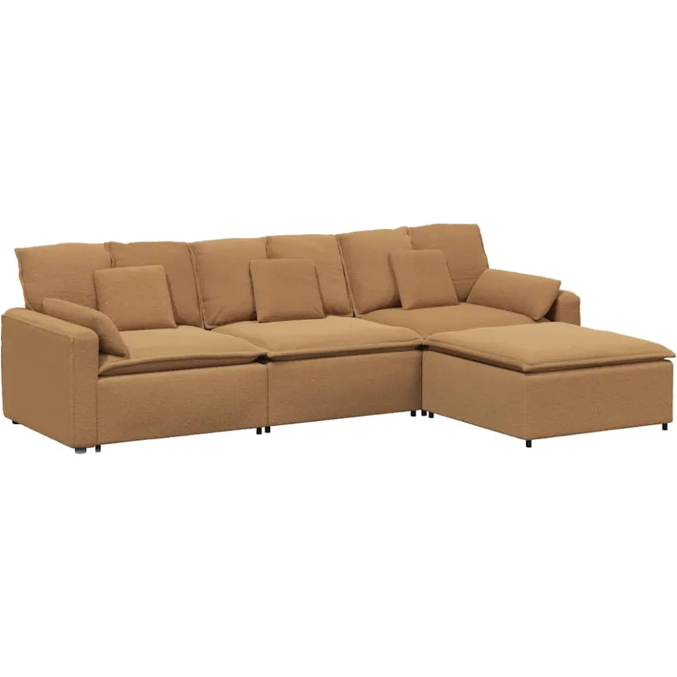 vidaXL Modulaire bank met voetenbank en kussens beige, foto 3