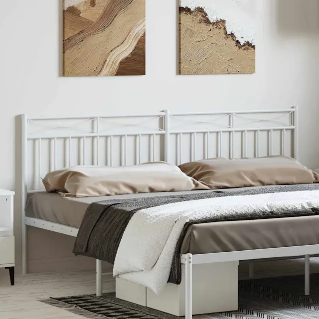 vidaXL Vervangend hoofdbord 193 cm metaal wit Zwart