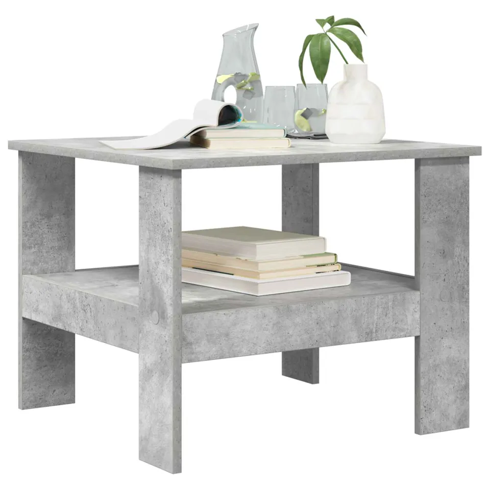 vidaXL Salontafel Beton Grijs 57 x 55 x 45 cm Bewerkt hout
