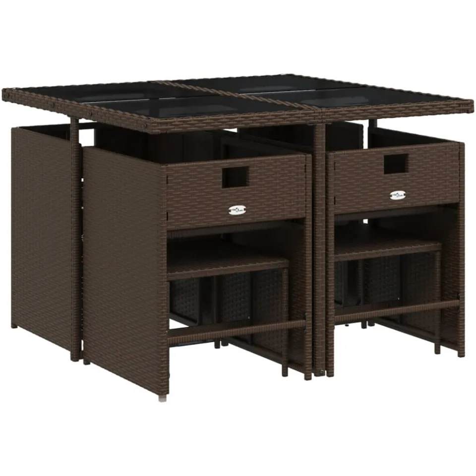 vidaXL 9-delige Tuinset met kussens poly rattan bruin, foto 3
