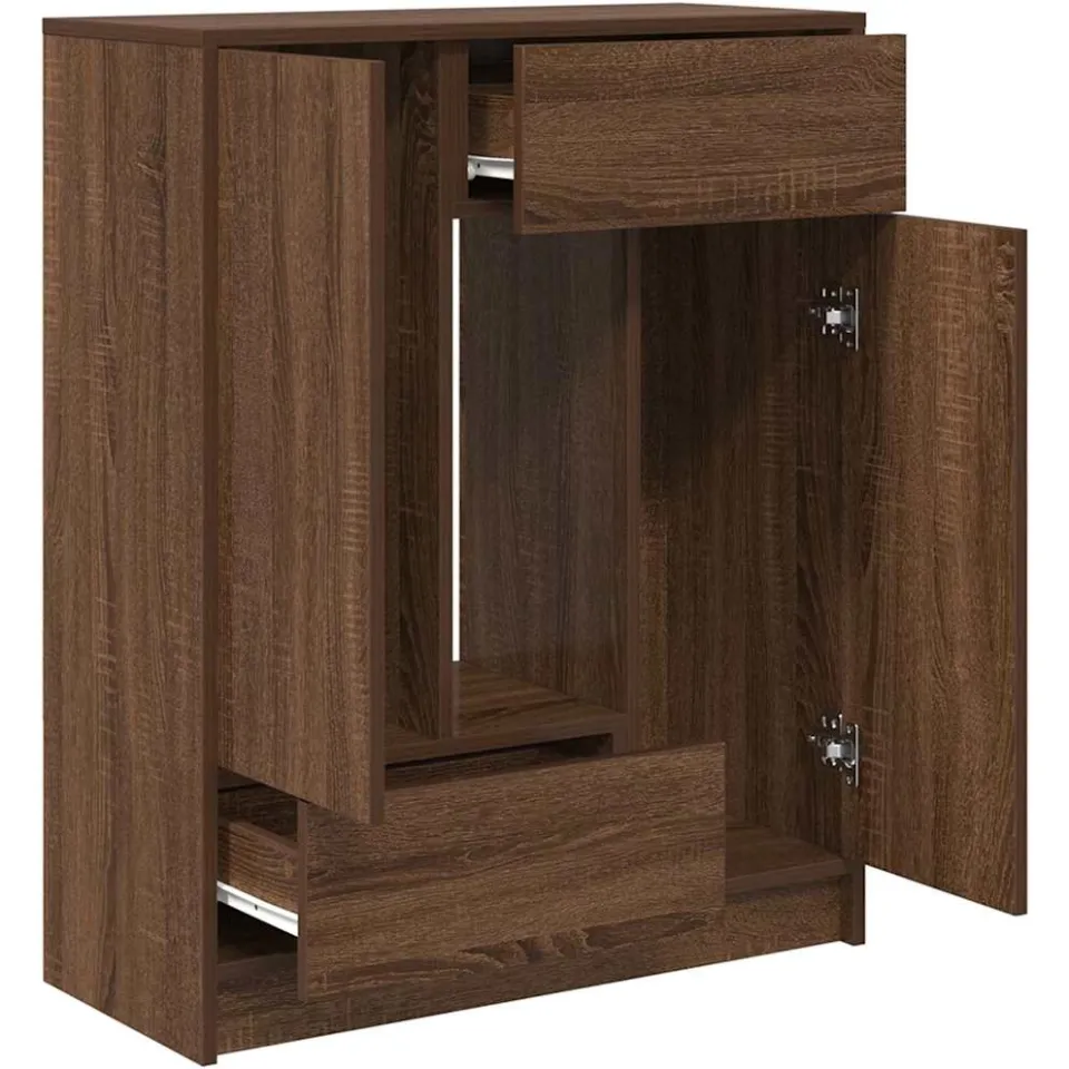 vidaXL Dressoir met lades en deuren 73x31x90 cm bruin eiken, foto 4