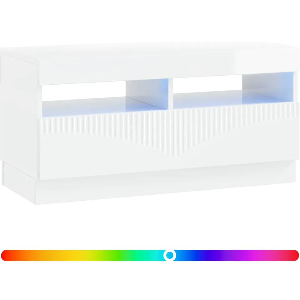 vidaXL LED tv-meubel Hoogglans Wit Bewerkt hout, foto 3